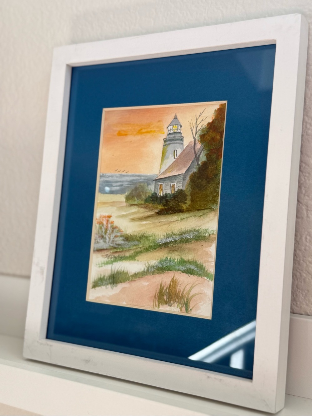 Original Signed Coastal Lighthouse Watercolor Wall Art